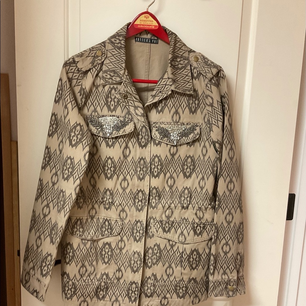 Vintage Potter’s Pot Tribal Embellished Jacket EUC